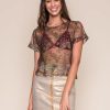 Clothing Legends & Vibes Crop Tops | Cadiz Sheer Metallic Lace Top