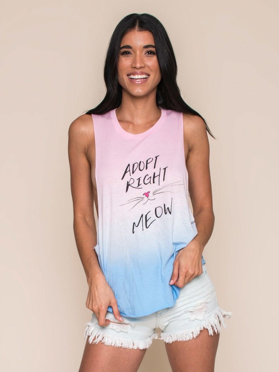 Clothing Vegan Scene Graphic Tanks | Adopt Right Meow Tank