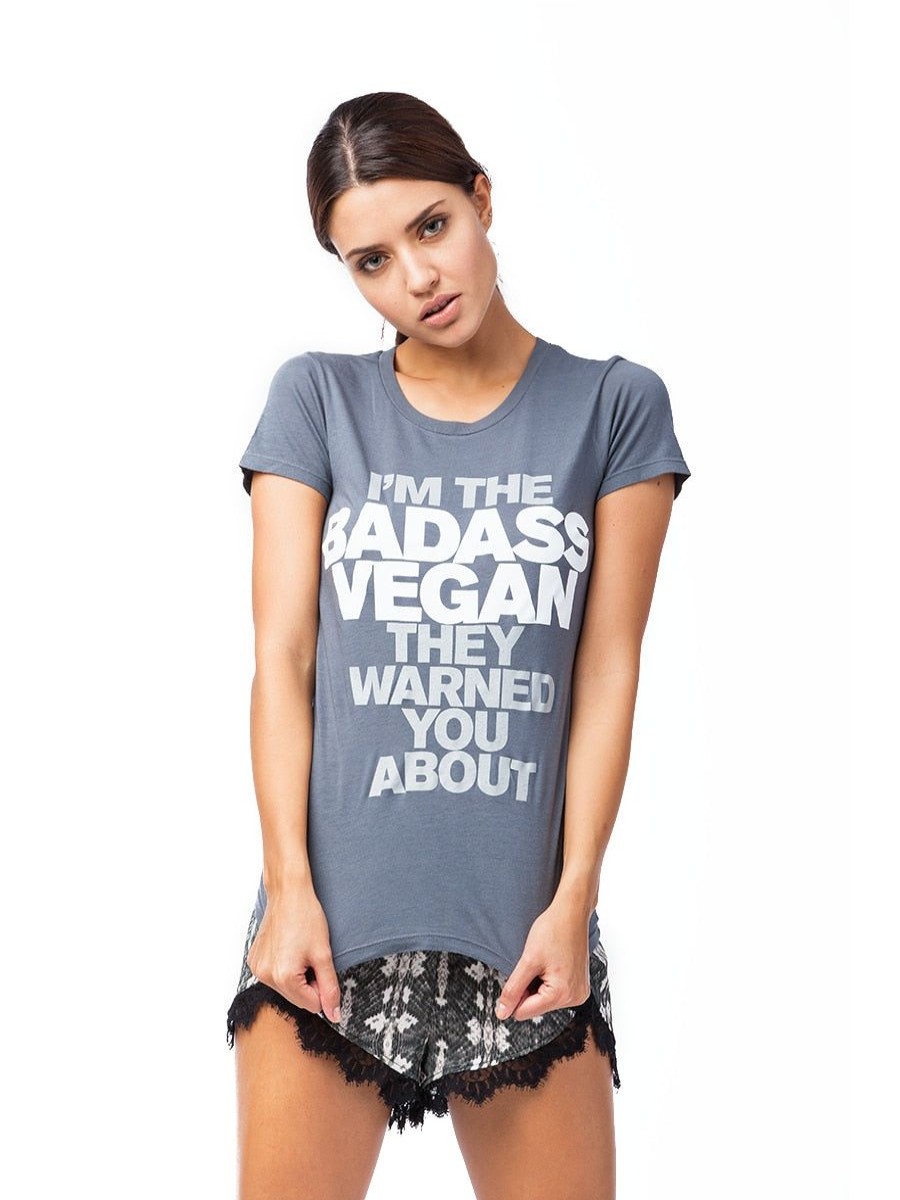 Clothing Vegan Scene Graphic Tees | I'M The Badass Vegan They Warned You About Tee