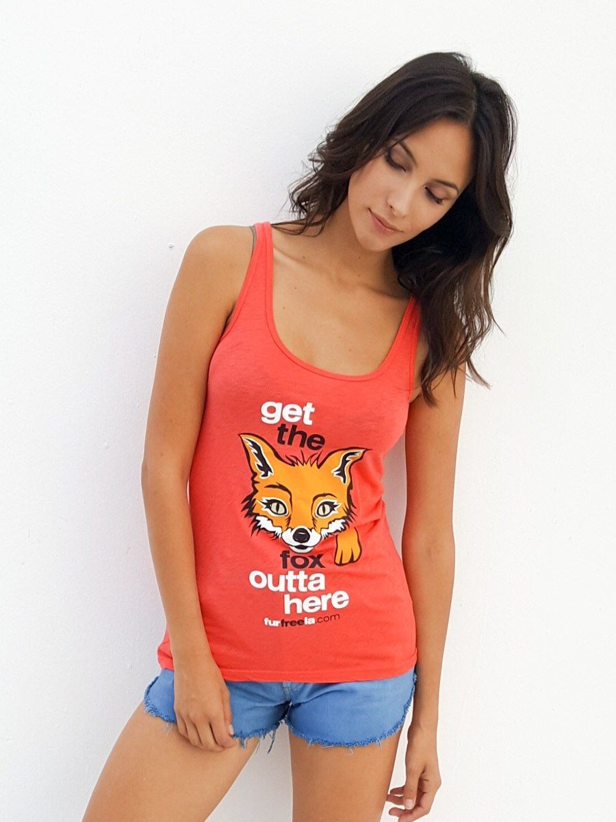 Clothing Vegan Scene Graphic Tanks | Get The Fox Outta Here Tank