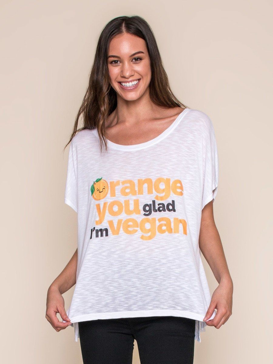 Clothing Vegan Scene Graphic Tees | Orange You Glad I'M Vegan Oversized Tee