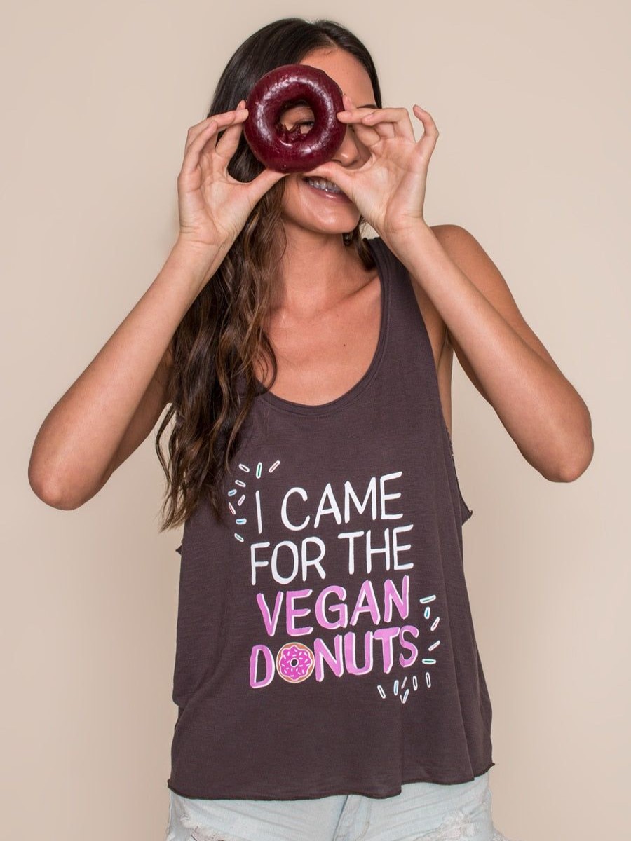 Clothing Vegan Scene Graphic Tanks | I Came For The Vegan Donuts Tank