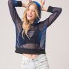 Clothing Legends & Vibes Sheer Tops | Marian Sheer Iridescent Hoodie