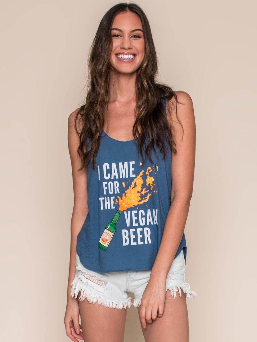 Clothing Vegan Scene Graphic Tanks | I Came For The Vegan Beer Tank