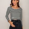 Clothing Legends & Vibes Long Sleeve Tops | Olive Long-Sleeve Stripe Crop Top