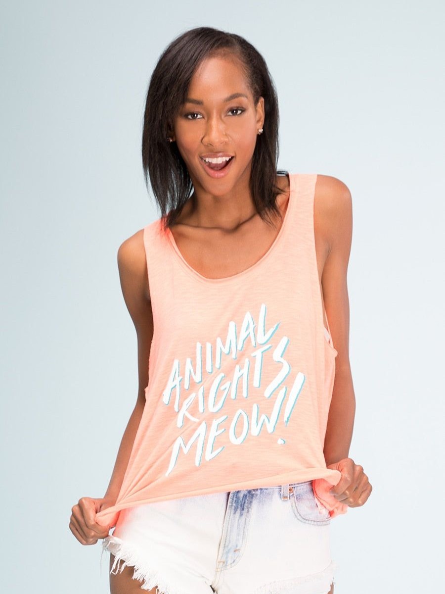 Clothing Vegan Scene Graphic Tanks | Animal Rights Meow Tank