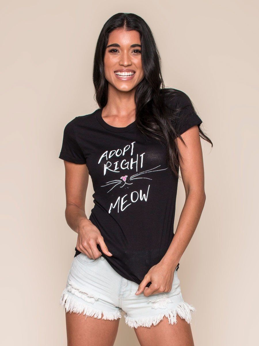 Clothing Vegan Scene Graphic Tees | Adopt Right Meow Tee