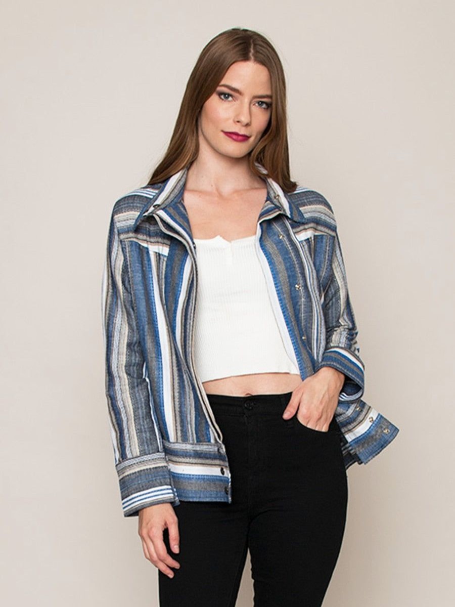 Clothing Legends & Vibes Jackets + Coats | Boardwalk Striped Woven Jacket