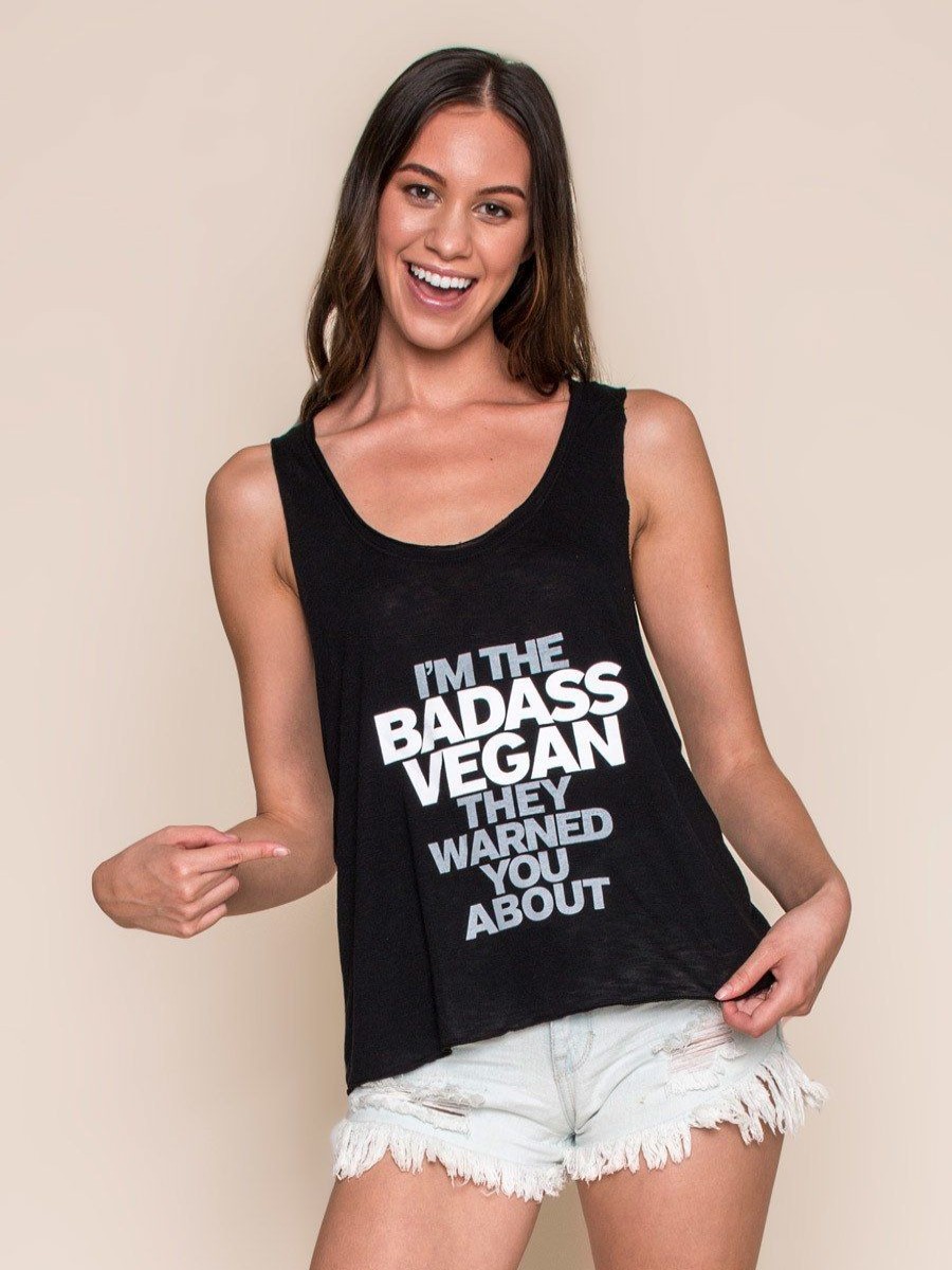 Clothing Vegan Scene Graphic Tanks | I'M The Badass Vegan They Warned You About Tank