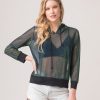 Clothing Legends & Vibes Sheer Tops | Marian Sheer Iridescent Hoodie