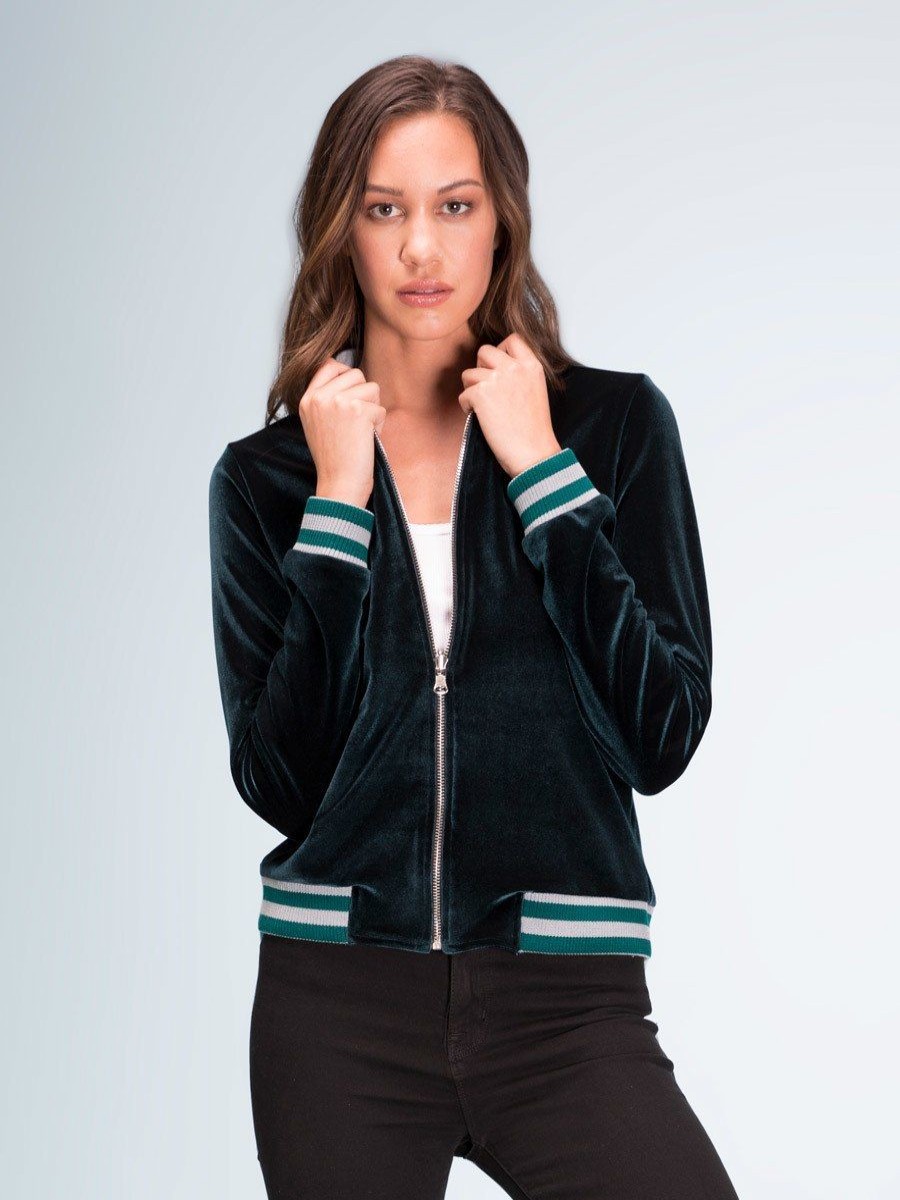 Clothing Legends & Vibes Jackets + Coats | Vienna Velvet Bomber Emerald