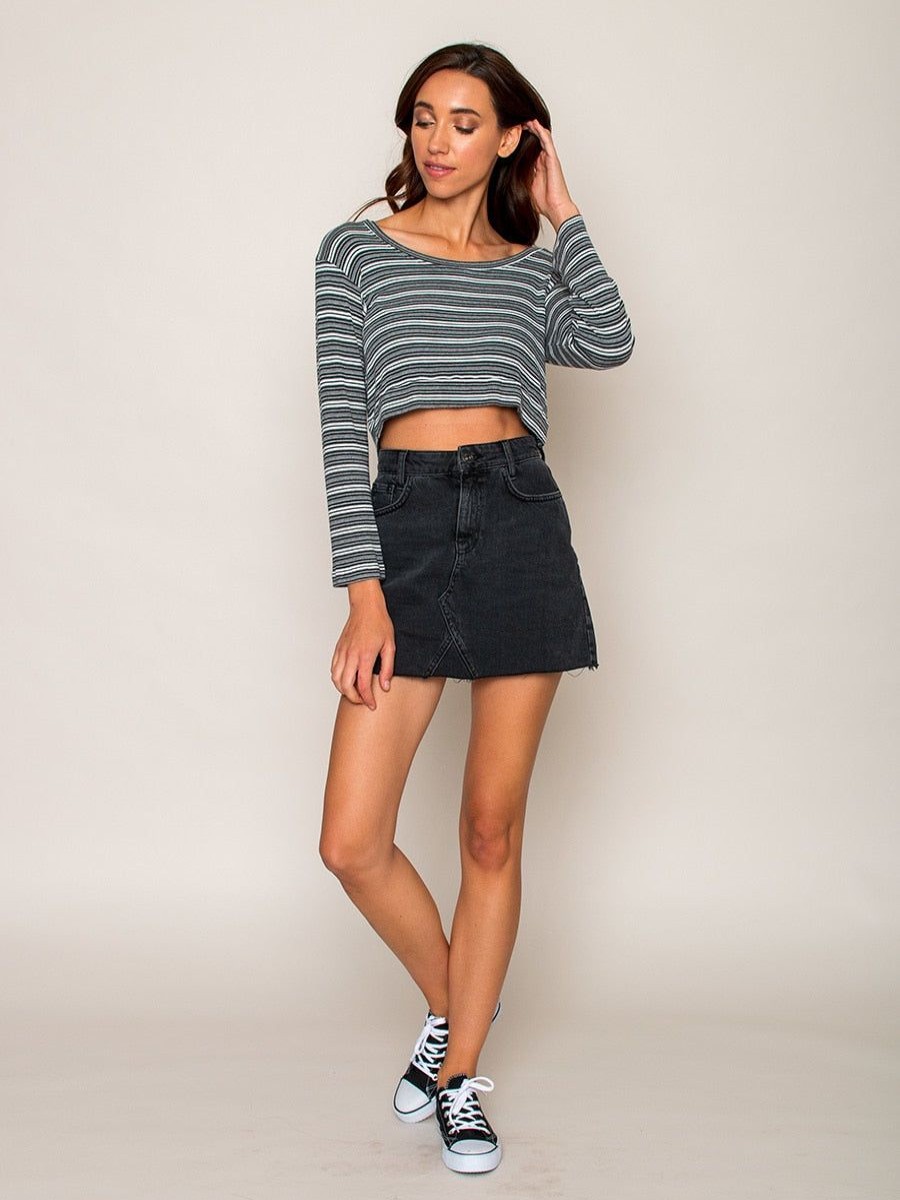 Clothing Legends & Vibes Crop Tops | Olive Long-Sleeve Crop Top